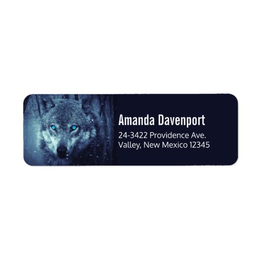 Magische Wilde Wolf met Amazing Blue Eyes Etiket (Voorkant)