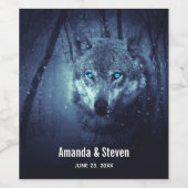 Magische Wilde Wolf met Amazing Blue Eyes Event Wijn Etiket (Enkel label)
