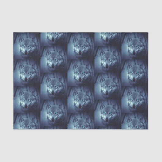 Magische Wilde Wolf met Amazing Blue Eyes gepatter Tissuepapier (Voorkant)