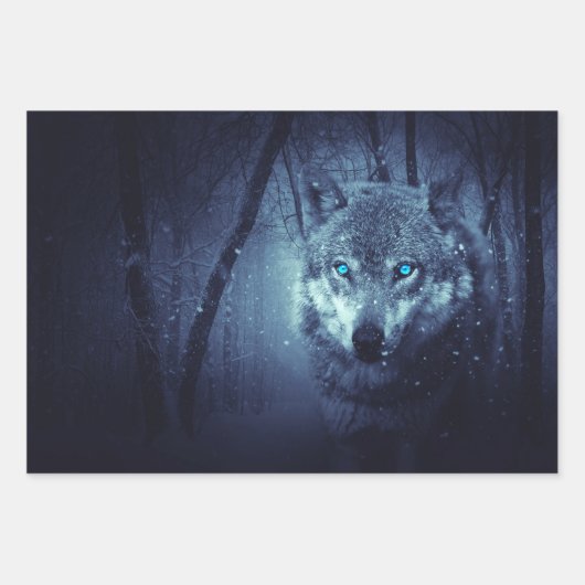 Magische Wilde Wolf met Amazing Blue Eyes Inpakpapier Vel (Voorkant 2)
