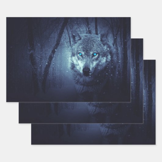 Magische Wilde Wolf met Amazing Blue Eyes Inpakpapier Vel (Set)