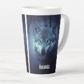 Magische Wilde Wolf met Amazing Blue Eyes Latte Mok (Rechterhoek)