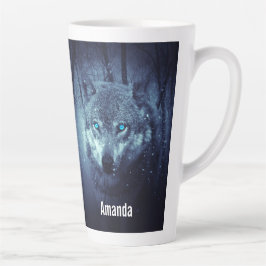 Magische Wilde Wolf met Amazing Blue Eyes Latte Mok