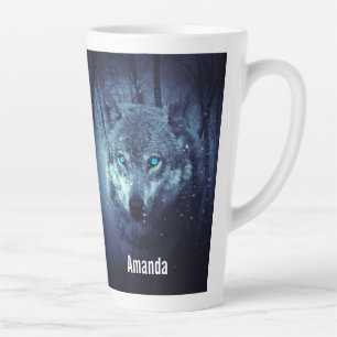 Magische Wilde Wolf met Amazing Blue Eyes Latte Mok
