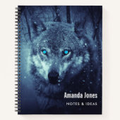 Magische Wilde Wolf met Amazing Blue Eyes Notitieboek (Voorkant)