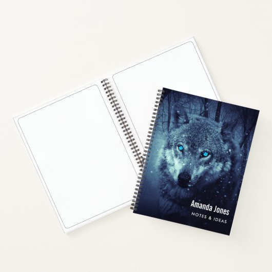 Magische Wilde Wolf met Amazing Blue Eyes Notitieboek (Binnen)