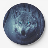 Magische Wilde Wolf met Amazing Blue Eyes Papieren Bordje (Voorkant)