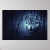 Magische Wilde Wolf met Amazing Blue Eyes Poster (Voorkant)