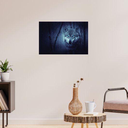Magische Wilde Wolf met Amazing Blue Eyes Poster (Woonkamer 3)