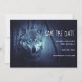 Magische Wilde Wolf met Amazing Blue Eyes Save The Date (Voorkant)