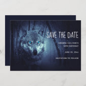 Magische Wilde Wolf met Amazing Blue Eyes Save The Date (Voorkant / Achterkant)