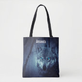 Magische Wilde Wolf met Amazing Blue Eyes Tote Bag (Voorkant)