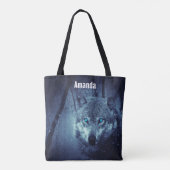 Magische Wilde Wolf met Amazing Blue Eyes Tote Bag (Achterkant)