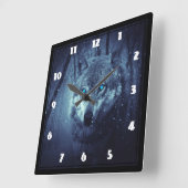 Magische Wilde Wolf met Amazing Blue Eyes Vierkante Klok (Hoek)