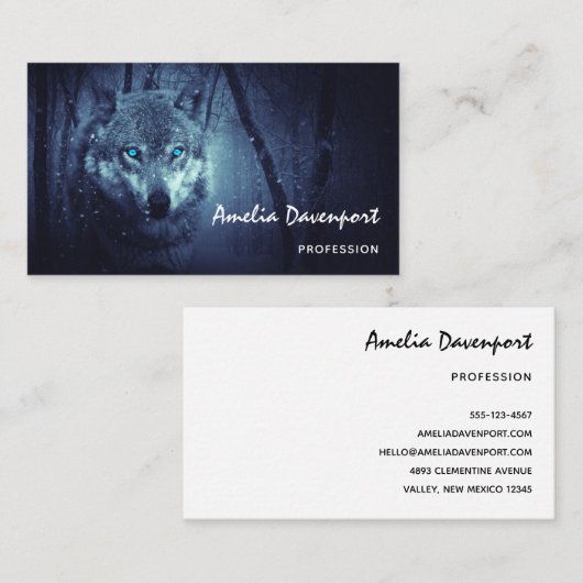 Magische Wilde Wolf met Amazing Blue Eyes Visitekaartje (Voorkant / Achterkant)