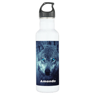Magische Wilde Wolf met Amazing Blue Eyes Waterfles
