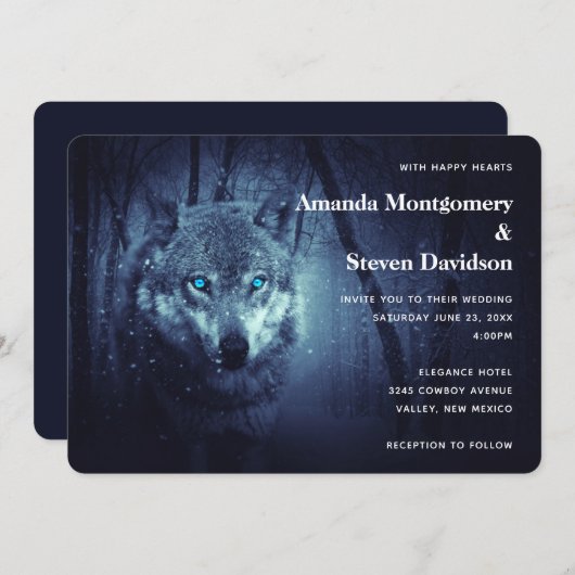 Magische Wilde Wolf met verbluffende blauwe ogen b Kaart (Voorkant / Achterkant)