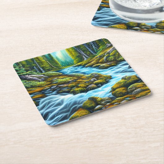 Magische Wilderness Bubbling Brook Kartonnen Onderzetters (Schuin)