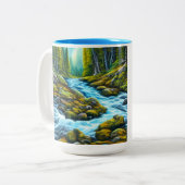 Magische Wilderness Bubbling Brook Tweekleurige Koffiemok (Voorkant links)