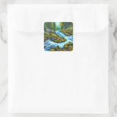 Magische Wilderness Bubbling Brook Vierkante Sticker (Tas)
