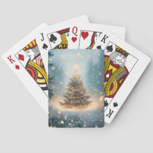 Magische Winter Besneeuwde Bos Kerstboom Pokerkaarten