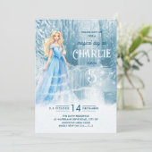 Magische winter, bevroren sneeuwprinses vorige dag kaart (Staand voorkant)