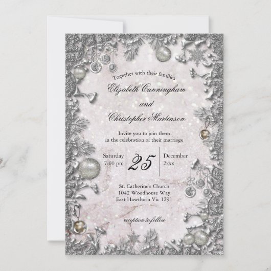 Magische Winter Bruiloft Kerstmis Kaart (Voorkant)