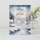Magische winter bruiloft uitnodigingen (Staand voorkant)