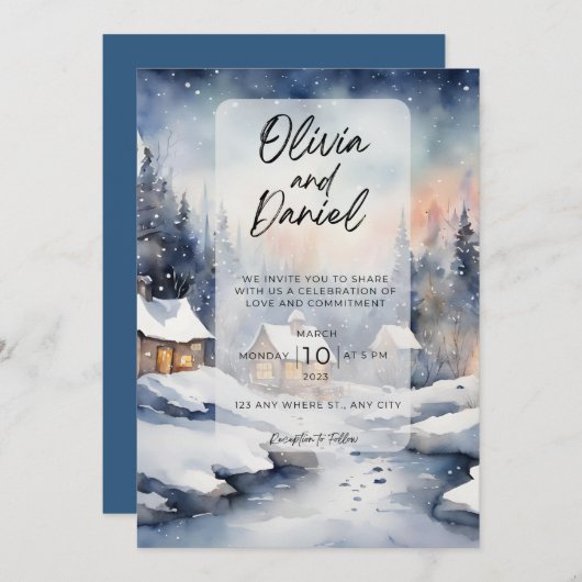 Magische winter bruiloft uitnodigingen (Voorkant / Achterkant)