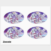 Magische Winter Eenhoorn Ovale Sticker (Vel)