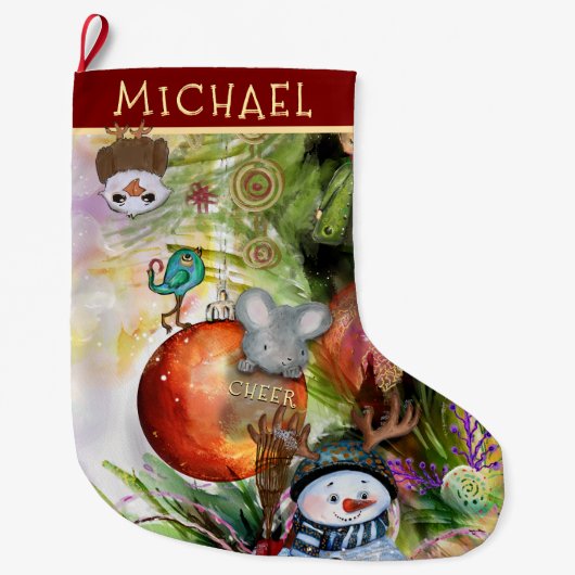 Magische Winter Funny Critters Kerstkous Grote Kerstsok (Voorkant)