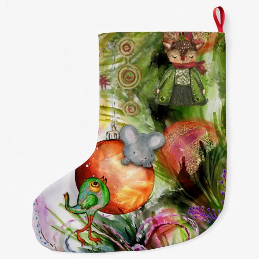 Magische Winter Funny Critters Kerstkous Grote Kerstsok (Achterkant)