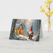 Magische Winter Gnome Huis Kerstmis Kaart (Gele Bloem)