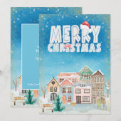 Magische Winter Huizen Sneeuwdorp Vrolijk Kerstfee Feestdagenkaart (Voorkant / Achterkant)