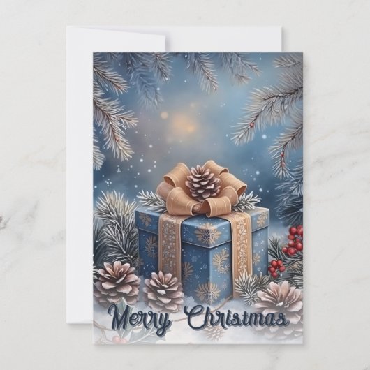 Magische Winter Prettig Kerstcadeau Scene (Voorkant)