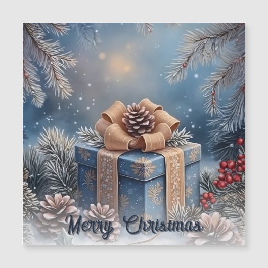 Magische Winter Prettig Kerstcadeau Scene (Voorkant)