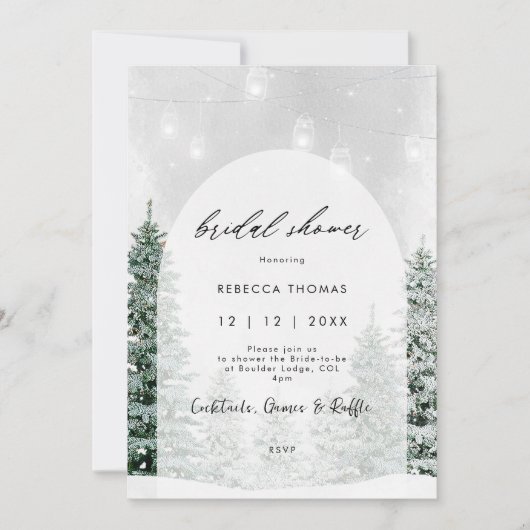 magische winter sneeuw bruids douche Uitnodiging (Voorkant)
