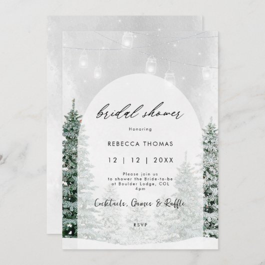 magische winter sneeuw bruids douche Uitnodiging (Voorkant / Achterkant)