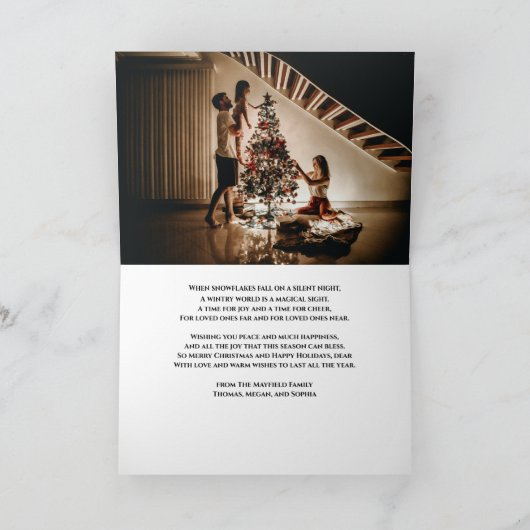 Magische Winter Sneeuwman Huis Kerstmis Kaart (Binnen)