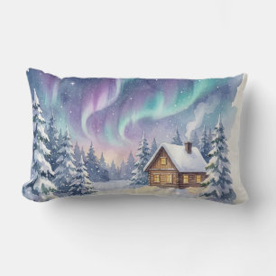 Magische Winter Wonderland - Besneeuwde Bos Cabine Kussen