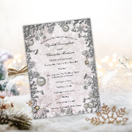 Magische Winter Wonderland Bruiloft Programmakaart