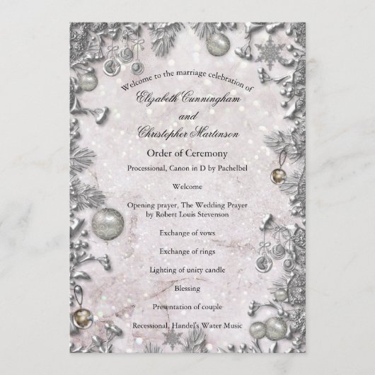 Magische Winter Wonderland Bruiloft Programmakaart (Voorkant)