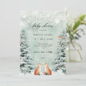magische winterbos vos baby shower uitnodiging (Staand voorkant)