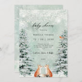magische winterbos vos baby shower uitnodiging (Voorkant / Achterkant)