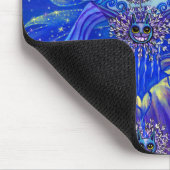 Magische winterfeiale katten Snowflakes Grote ogen Muismat (Hoek)