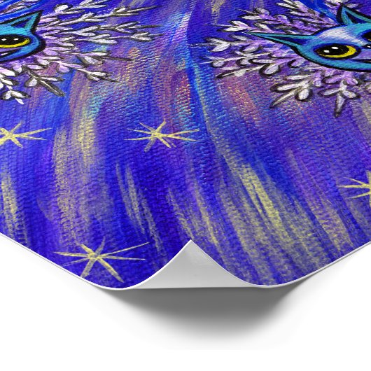 Magische winterfeiale katten Snowflakes Grote ogen Poster (Hoek)