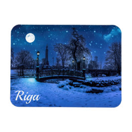 Magische winternacht met sterren in Riga Magneet