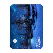 Magische winternacht met sterren in Riga Magneet (Verticaal)