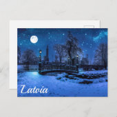 Magische winternacht met sterrenhemel en volle maa briefkaart (Voorkant / Achterkant)