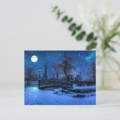 Magische winternacht met sterrenhemel en volle maa briefkaart (Staand voorkant)